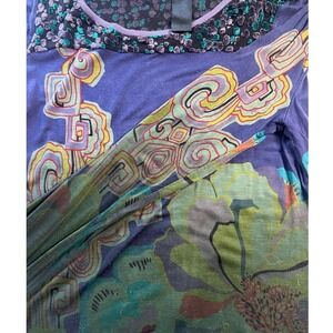 y2k Custo Barcelona Purple Psychedelic Floral Long Sleeve Tencel Top Size 4 arty